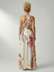 FJØRNA women's summer maxi dress with floral print, halter neck, sleeveless design, relaxed fit for warm weather.
