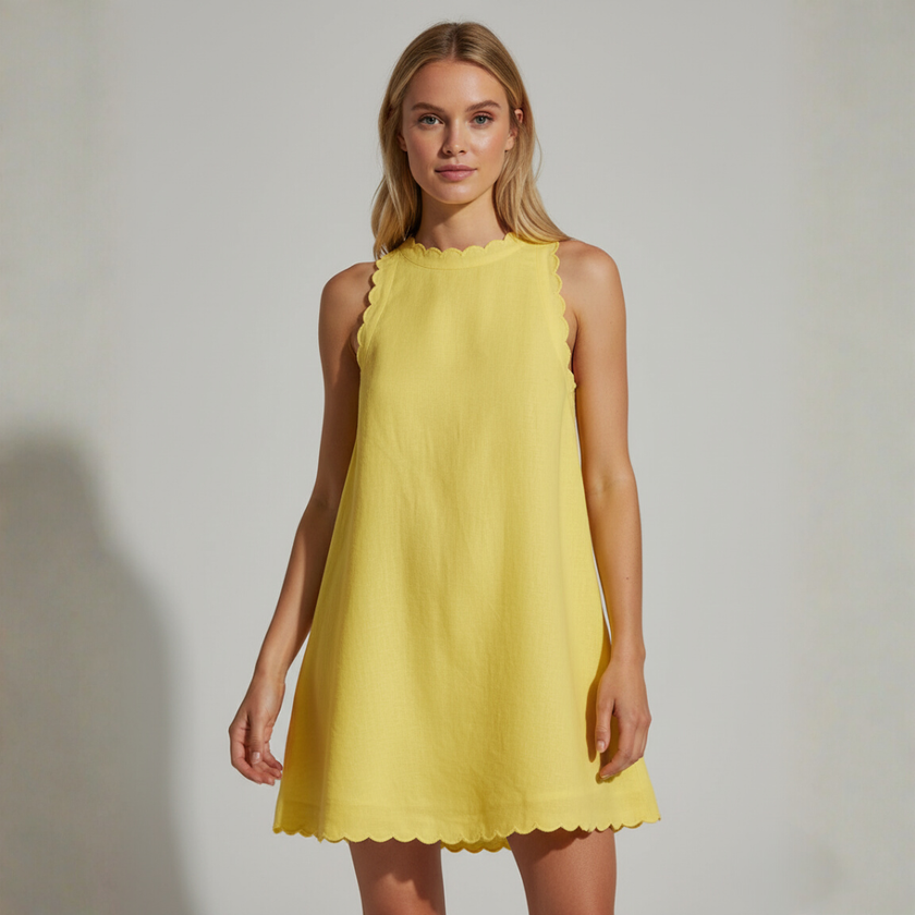 Zoe - Women's Mini Dress White Linen