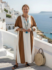 FJØRNA women's summer maxi dress with short sleeves, flowy lightweight fabric, perfect for warm weather and casual occasions.