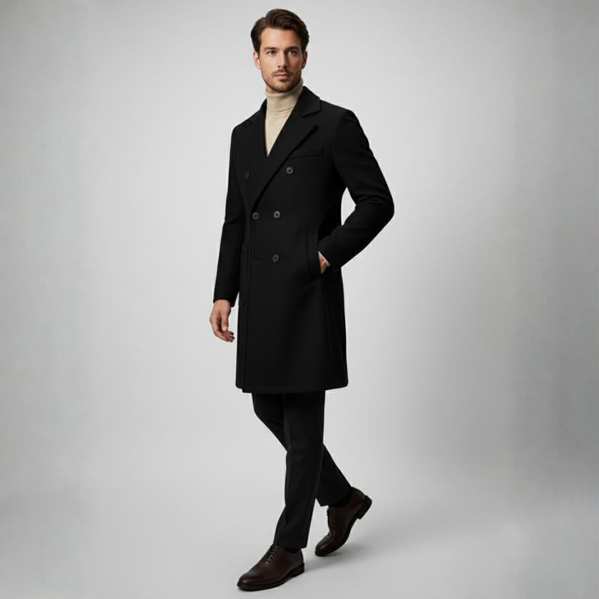 Double-Breasted Wool Overcoat