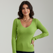 Slim Fit Ribbed Top V-Neck