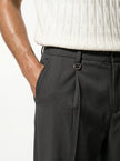 Close-up of FJØRNA men's straight fit trousers showing the tailored fabric and classic design, suitable for everyday wear.