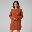 Mia – Women's Sweater Oversized Cozy Crew Neck Dress | Pullover