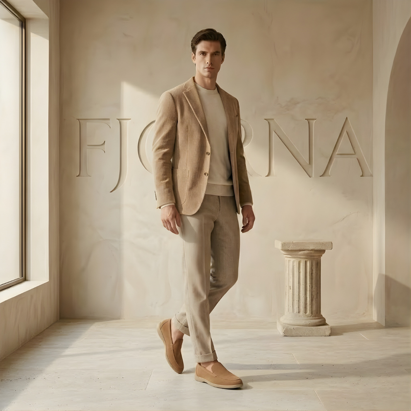 FJØRNA men's lace loafers slip-on shoes in classic design with detailed lace-up pattern and sleek leather finish.
