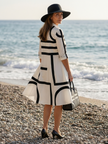 FJØRNA women's summer dress with geometric pockets, casual style, lightweight fabric, and sleeveless design.