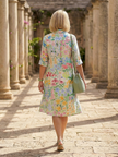 Lightweight floral summer dress for women by FJØRNA with pockets, casual style, perfect for warm weather.