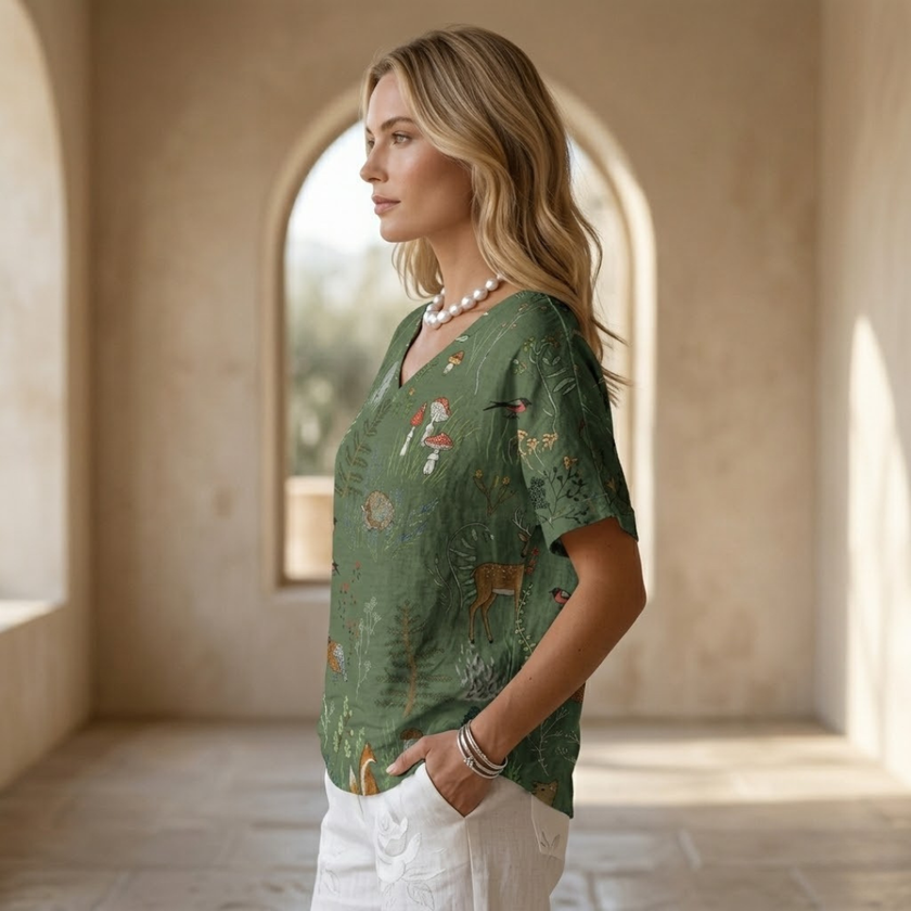 Men's FJØRNA top featuring a casual design with a crew neckline and short sleeves, suitable for everyday wear.