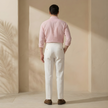 FJØRNA men's linen straight-leg trousers with high waist and pleats, lightweight and stylish for casual or office wear
