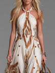 Off-White Chiffon Halter Neck Maxi Dress | Casual Dress