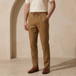 FJØRNA men's cotton linen trousers with drawstring, relaxed fit, casual pants, lightweight and breathable for comfortable wear