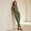 FJØRNA women's co-ord set with short sleeve top and matching shorts, casual and stylish for warm weather.