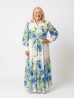FJØRNA women's summer maxi dress with a floral pattern, flowy and lightweight, breathable fabric perfect for warm weather.