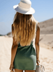 Green Denim Sleeveless Mini Dress For Women