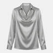 Women's Satin Blouse Draped Neck Elegant Office Formal