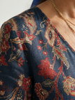 FJØRNA women's summer midi dress with long sleeves, wrap style, flowy fabric, perfect for warm weather and casual occasions.