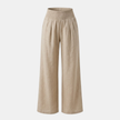FJØRNA women's linen blend wide-leg trousers with elastic waist, relaxed fit, and casual style, shown on a model.
