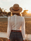 White lace Western button-down shirt for women by FJØRNA, featuring delicate lace details and classic Western-style design.
