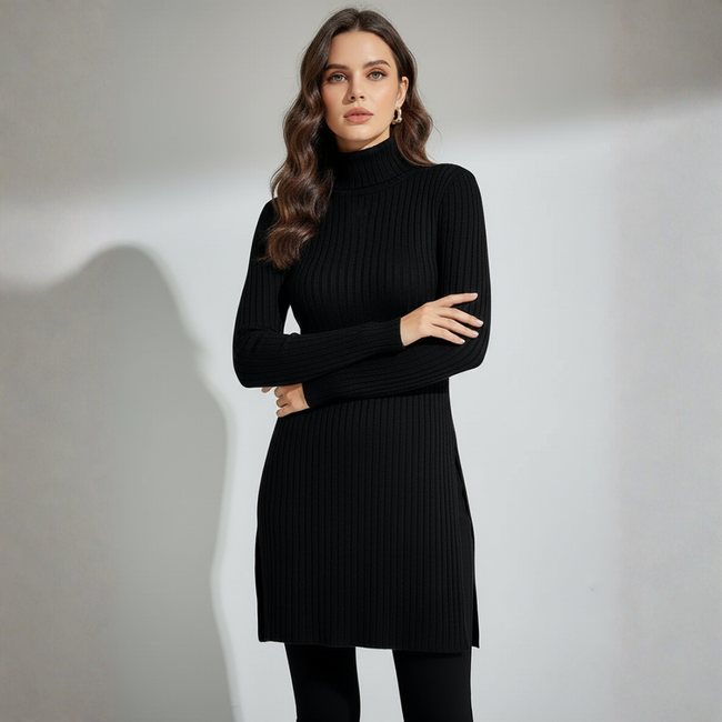 Women's Ribbed Turtleneck Tunic Sweater