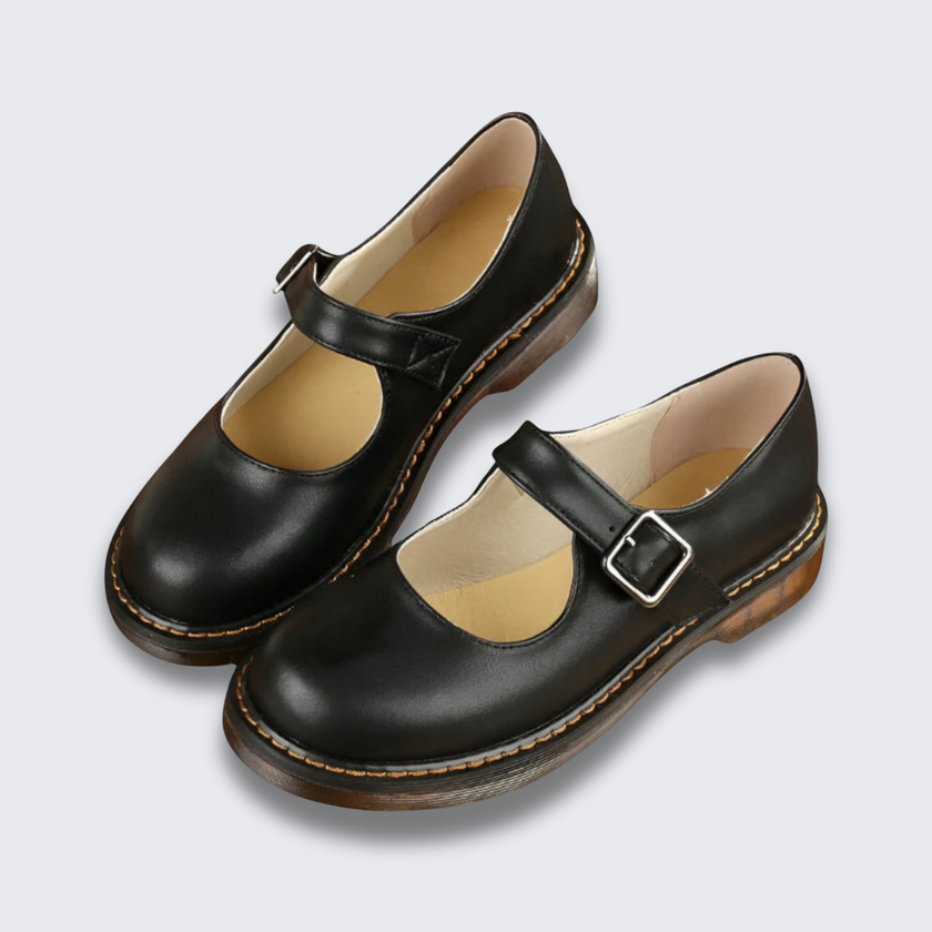 Nina - Women's Vintage Mary Jane Shoes - Classic Leather with Strap and Comfortable Sole