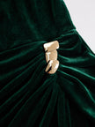 FJØRNA velvet midi dress, elegant evening dress with a fitted silhouette and soft fabric, perfect for formal occasions.