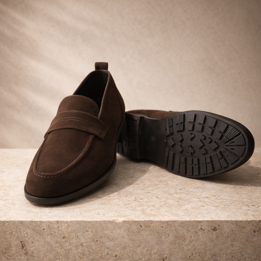 FJØRNA men's penny loafers, stylish leather shoes for men with classic slip-on design and sleek finish.