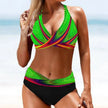 FJØRNA women's bikini set with wrap top, featuring a stylish swimwear design in vibrant colors for beach or poolside wear.