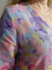 FJØRNA women's summer midi dress with floral pattern, long sleeves, flowy fit, perfect for warm weather and relaxed style.