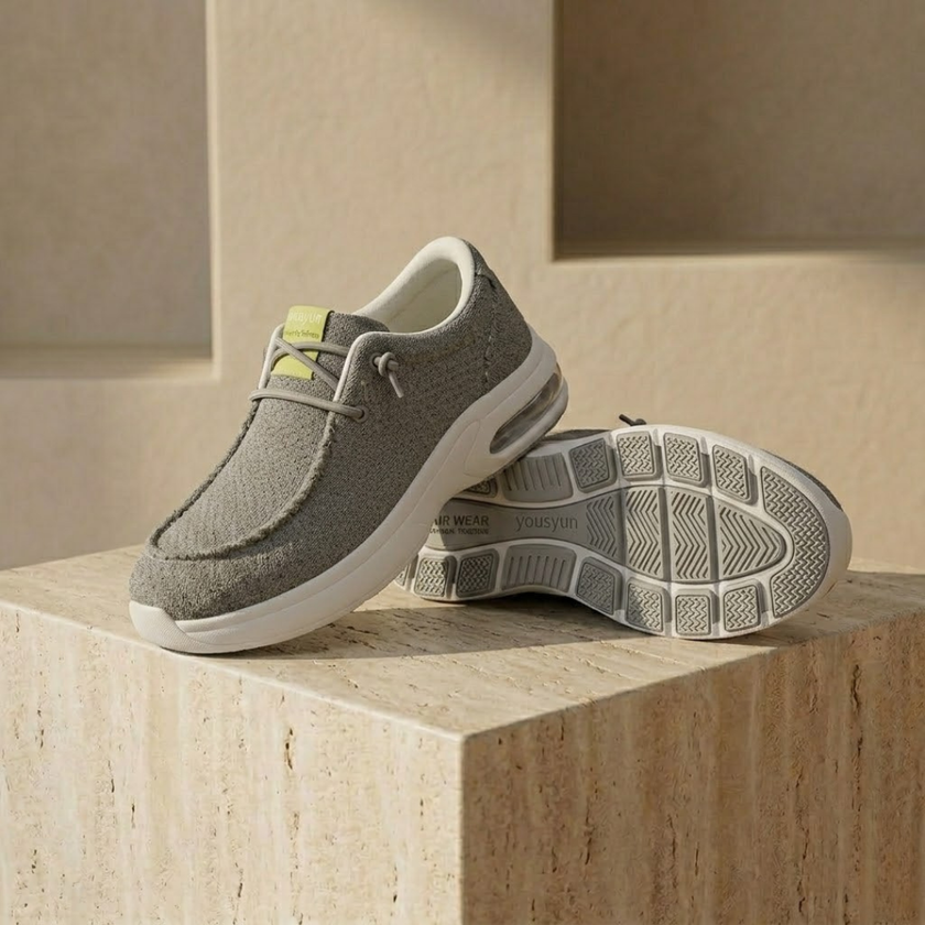 FJØRNA men's mesh walking shoes with breathable air cushion, lightweight design, and supportive sole for comfortable walking.