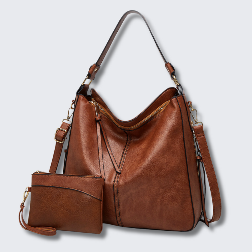 Amelia - Spacious Vegan Leather Hobo Shoulder Bag with Pouch