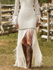 White Lace V-Neck Maxi Dress | Evening Dress