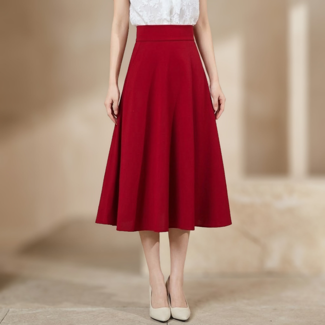 FJØRNA high waist midi skirt for women with pockets, stylish and versatile women's pants in a flattering fit.