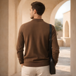 Men's red wool jacket by FJØRNA, stylish and warm outerwear with a tailored fit and classic design.