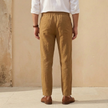 FJØRNA men's linen blend straight leg trousers with drawstring waist and relaxed fit, casual and comfortable pants for men