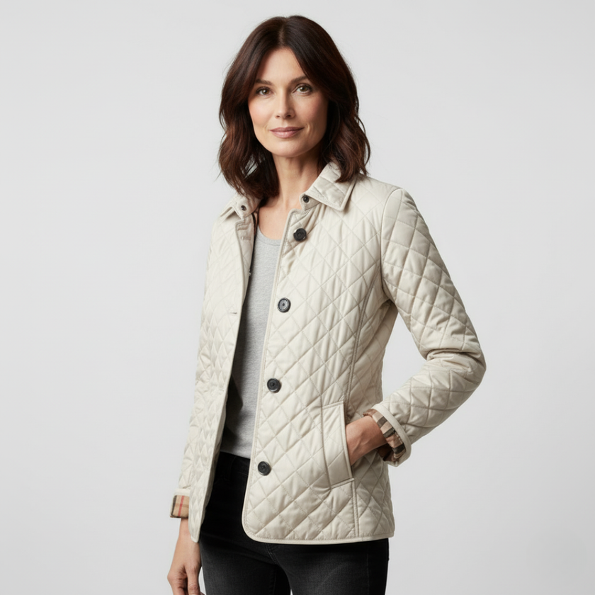 Women's Quilted Button-Up Jacket -  Lightweight, Stylish Outerwear for All Seasons