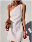 Zara | One-Shoulder Linen Mini Dress