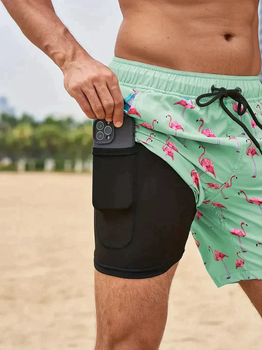 Men's FJØRNA secure fit swim shorts for men, featuring quick-drying fabric and adjustable waistband, suitable for beach and swimming.