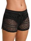 Women's boho beach shorts with elastic waistband by FJØRNA, featuring lightweight fabric and casual summer style.