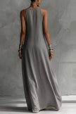 Color-blocked round neck sleeveless casual maxi dress with pockets by FJØRNA, featuring a loose fit and vibrant design.