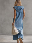 Blue Denim V-Neck Midi Dress | Casual Dress