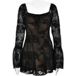 White FJØRNA sleeve lace mini dress featuring intricate lace details and a stylish, fitted silhouette.