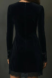 FJØRNA velvet V-neck long-sleeved mini dress with lace trim, stylish fashion dress perfect for elegant occasions
