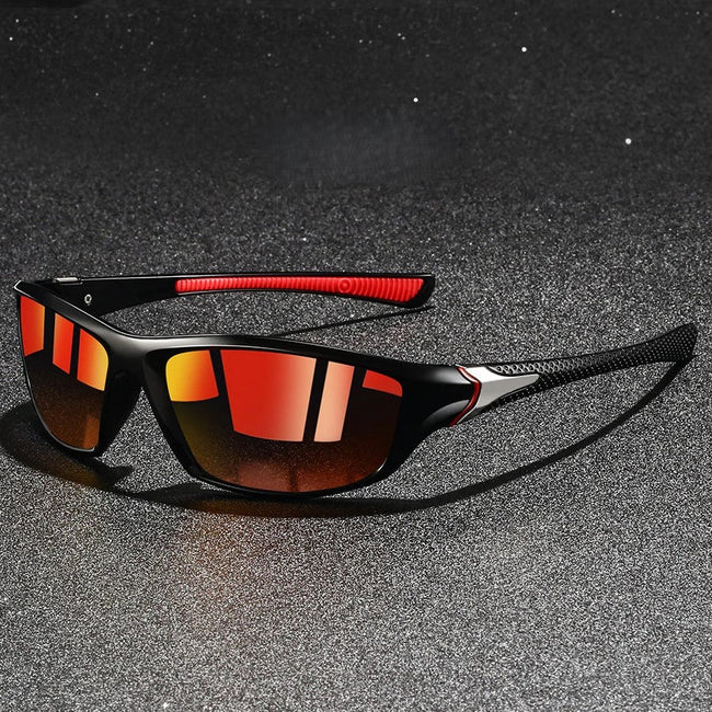 FJØRNA polarized men's sunglasses with black frames and dark lenses, stylish accessories for outdoor protection.