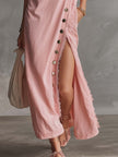 Pink Lace V-Neck Midi Dress | Evening Dress