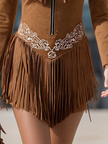 Red Suede Tassel Mini Dress | Casual Dress