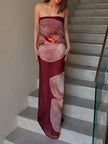 Elegant Phalaenopsis Print Wrap Women's Maxi Dress - Summer