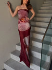 Elegant Phalaenopsis Print Wrap Women's Maxi Dress - Summer