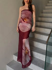 Elegant Phalaenopsis Print Wrap Women's Maxi Dress - Summer