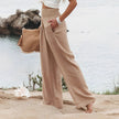 Women's Summer High Waisted Trouser with Wide Leg and Elastic Waist