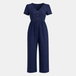 FJØRNA linen blend women's suit set with wide-leg pants and matching blazer, stylish and comfortable for casual or formal wear.