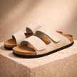 FJØRNA men's red cushioned sandals with open toe design, comfortable slip-on shoes for casual wear